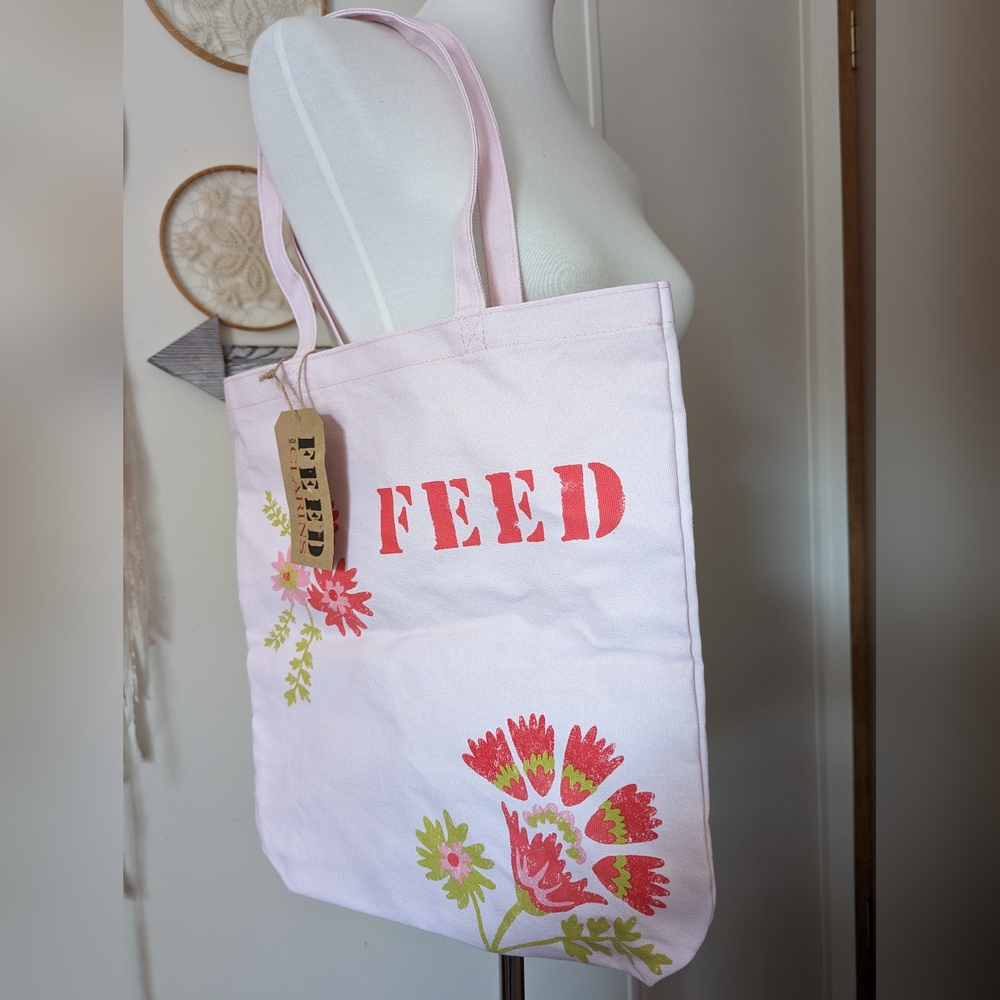 Clarins x Feed Pink and Floral Tote Shopping Bag NWT